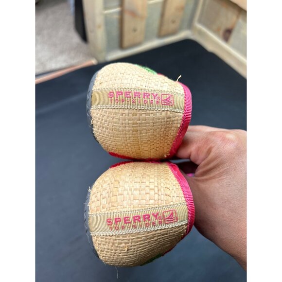 Sperry Top-Sider Womens Embroidered Pink Floral Ballet Flats Woven Straw Size 9M - Picture 8 of 9